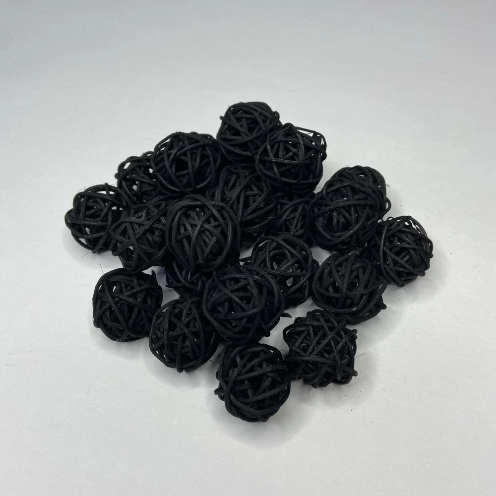 Wicker Rattan Balls Black 1.2